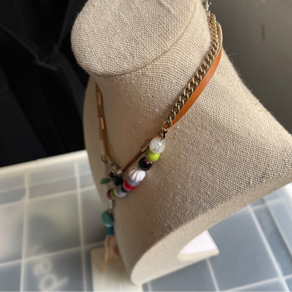Colorful Beaded Lariat Layered Necklace with Turquoise & Silver Charms - Picture 4 of 16